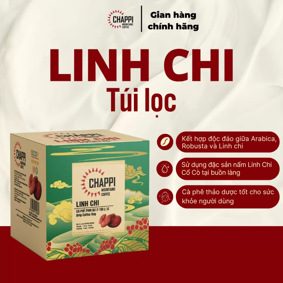 Cà Phê Chappi  Đặc Sản Linh Chi Túi Lọc